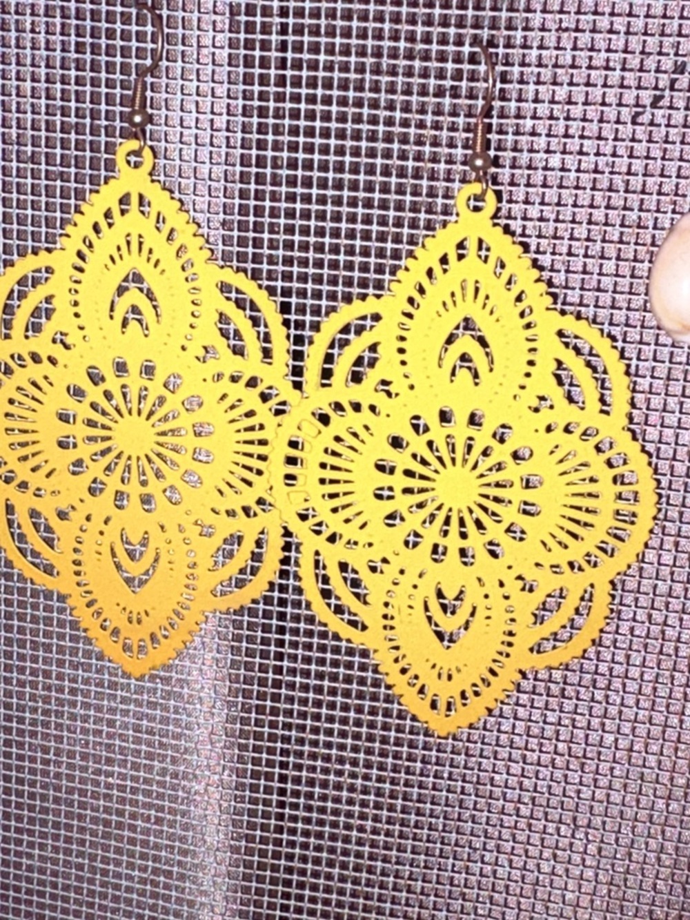 Mustard Yellow Filigree Drop Earrings